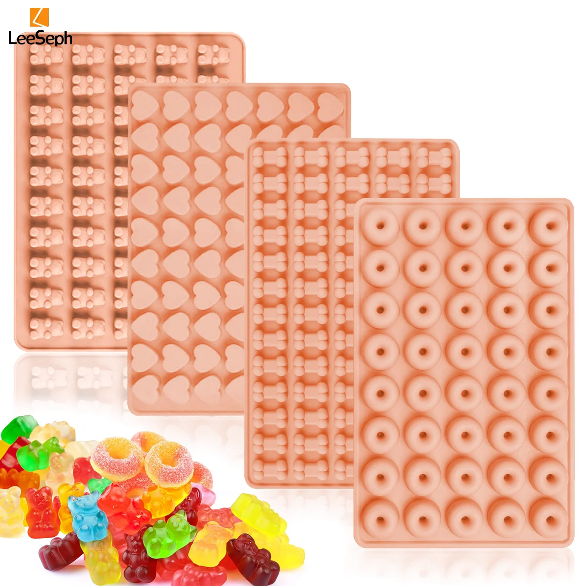 Leeseph Silicone Candy Mold, Premium Silicone Trays with Cute Shapes, Perfect for Homemade Gummies, Chocolates, Ideal for Kids