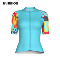 INBIKE Women's Cycling Short Sleeve Bicycle Top Shirts Slim Fit Breathable Biking Riding Clothes for Women with Rear 3 Pockets