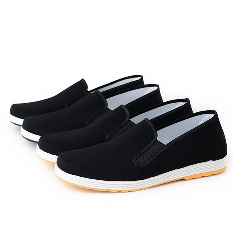 Arts Training Shoe Beijing Cloth Chinese Kung fu Black Rubber Durable Unisex Martial Traditional Casual Tai Chi Walking Footwear