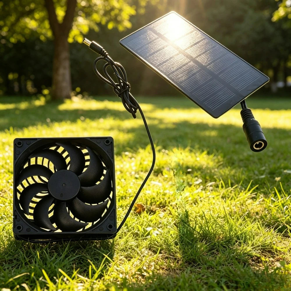 Solar Powered 12cm Waterproof Vent Exhaust Fan Solar Panel Cooling Fan for Greenhouse Chicken Coop Pet Shed RV Camper Outdoor