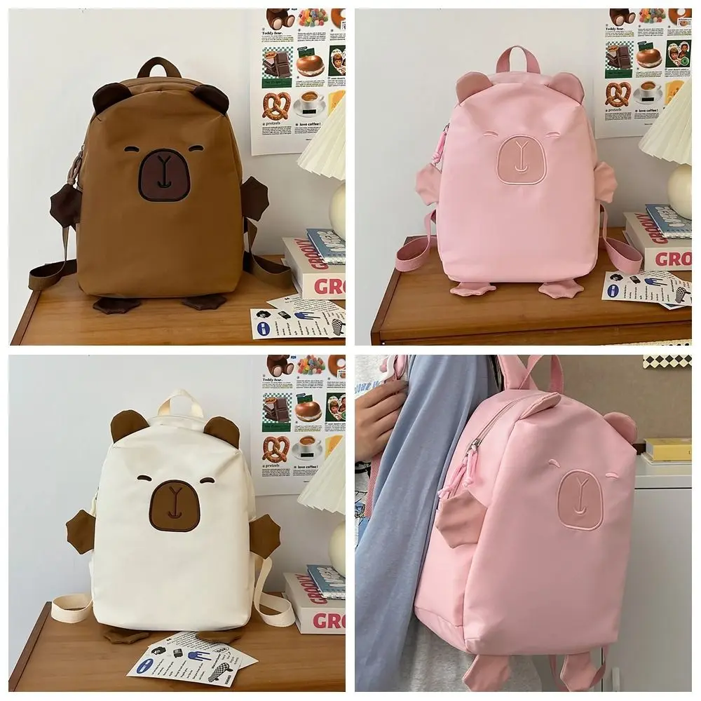 

Large Capacity Capybara Nylon Backpack Kawaii Handbag Capybara School Bag Korean Style Shoulder Bag Cartoon Students Book Bag