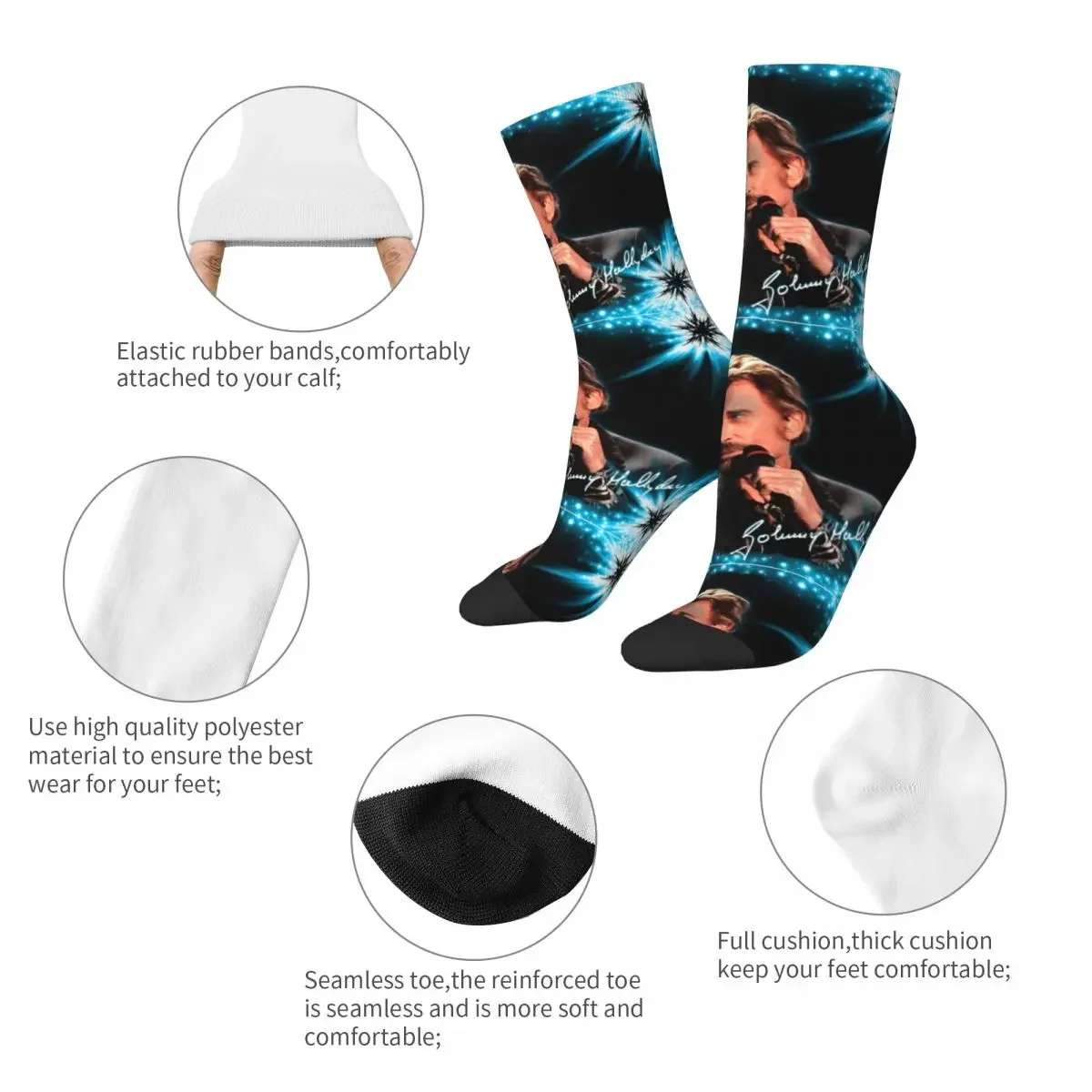 New Female Male Socks Tribute To Johnny Hallyday Stuff Soft Retro Skateboard Socks All Seasons