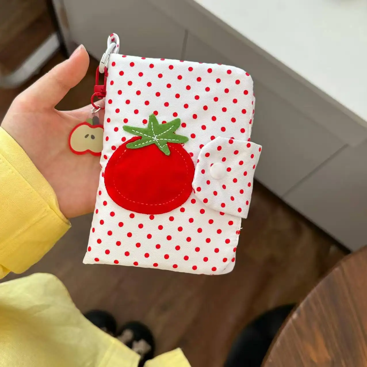 Cute Tomato Print Passport Cover Holder Polka Dot Travel Wallet Document Organizer Protection for Travel and Business Trips