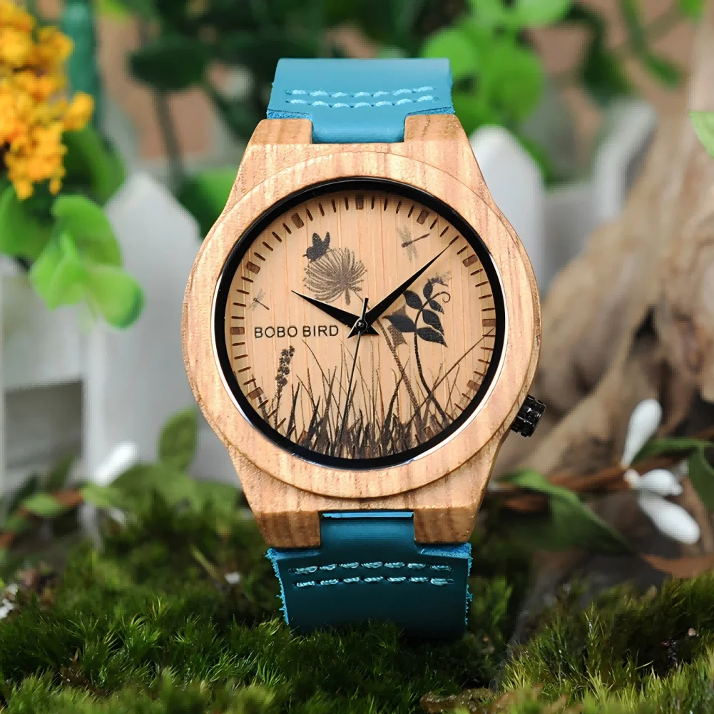 BOBO BIRD Men Wrist Watch Fashion Bamboo Quartz Watch Montre Homme Skeleton Dragonfly Animals Watch Men Customized