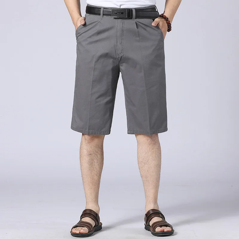 High Waisted Solid Color Suit Pants Mens Loose Breathable Comfort Simplicity Business Shorts Male Casual Outdoor Straight Shorts