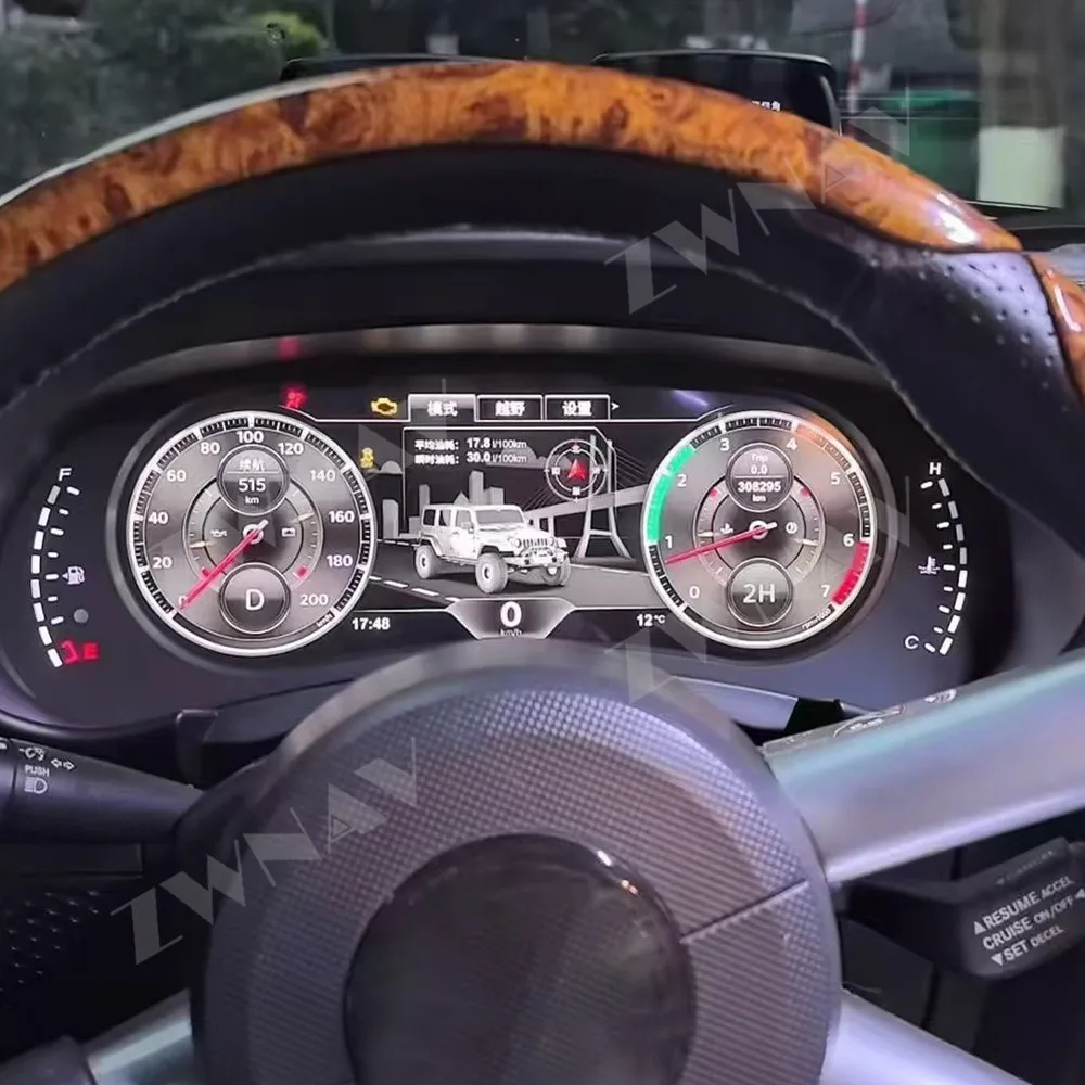 عداد المسافات LCD مقاس 12.3 بوصة لسيارة جيب رانجلر 2007 - 2010 طقم التحديث الداخلي نظام لينكس للوحة القيادة الرقمية