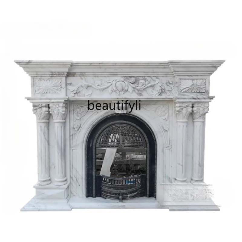 

Natural stone jazz white marble fireplace European American Chinese decorative cabinet ornament customization