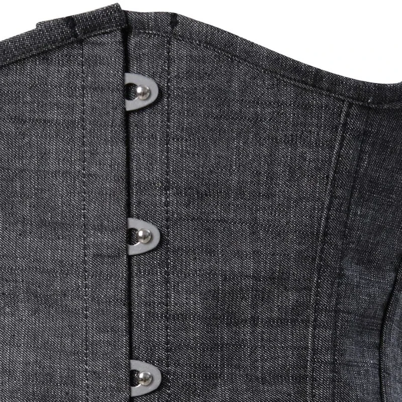 رمادي الدنيم مشد تحت الصدر مشد للخصر بوستير سترة علوية مع أشرطة الكتف المرأة محدد شكل الجسم حجم كبير @ 0Z *