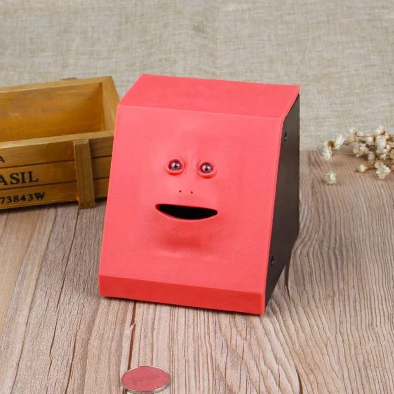 Hucha de plástico con Sensor inteligente para cara humana, moneda eléctrica que puede comer dinero, hucha para tienda de monedas, 1 ud.