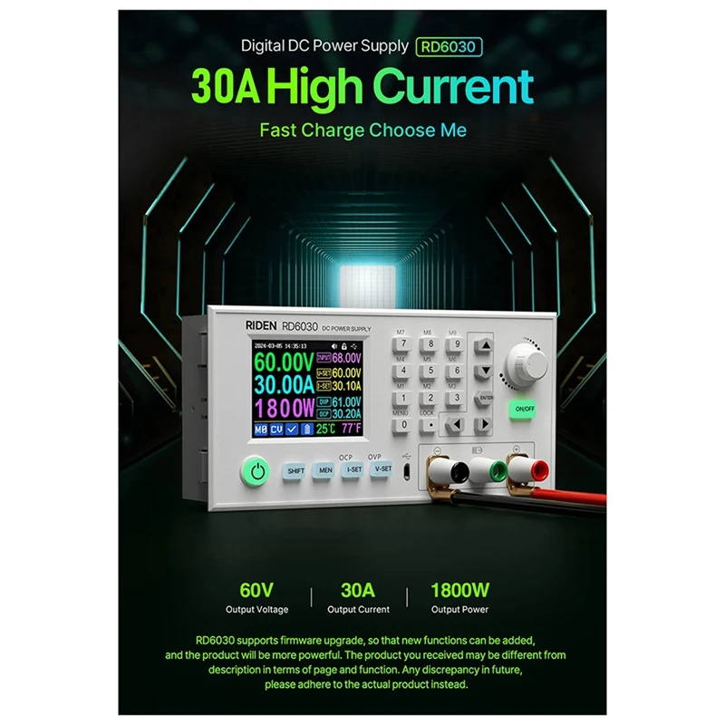 

RD6030W 60 В 30 А постоянного тока с регулируемым понижающим напряжением, настольный источник питания, понижающий преобразователь, зарядка аккумулятора и PSU-A68X 1500 Вт