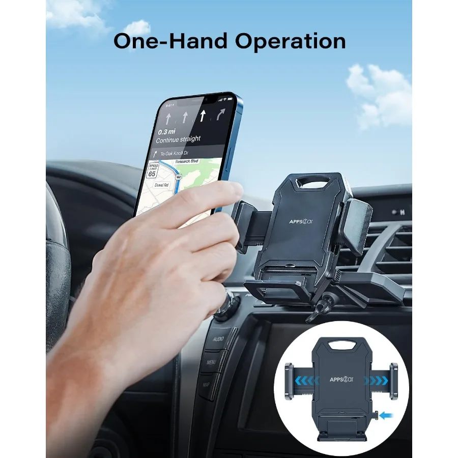 APPS2Car Sturdy CD Slot Phone Mount with One Hand Operation Design HandsFree Car Phone Holder Universally Compatible with All i