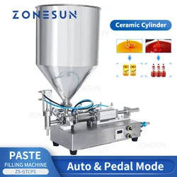 ZONESUN Paste Filling Machine Pneumatic Moisturizer Small Dose Cream Filler Cosmetic Honey Bottle With Ceramic Cylinder