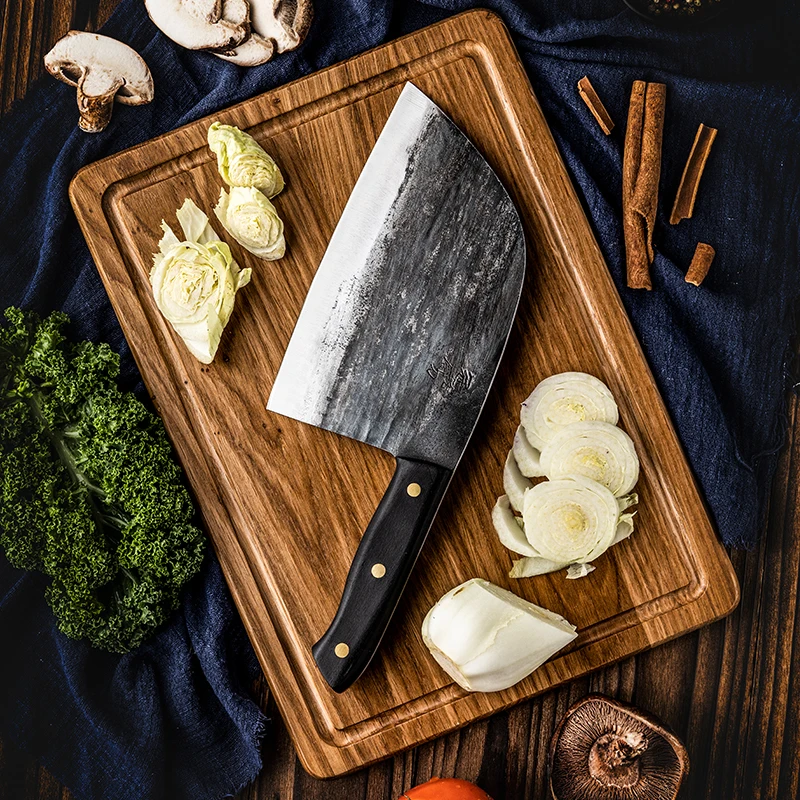 Handmade Chef Knife Forged High Carbon Clad Steel Chinese Cleaver Professional Kitchen Meat Vegetables Slicing Chopping Cooking