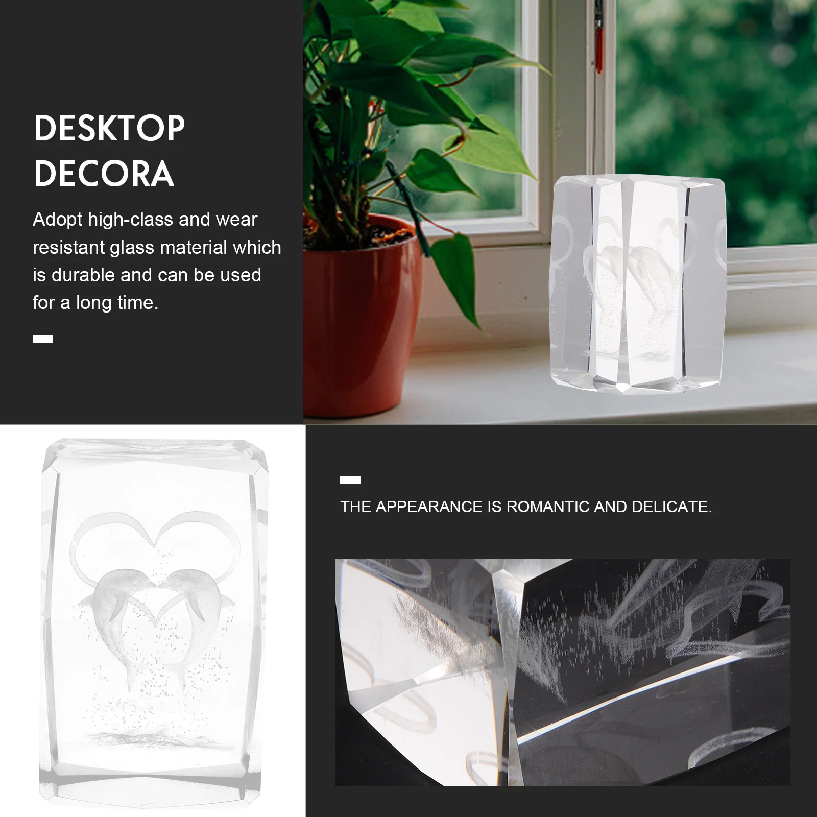 

Glass Dolphin Ornament Desktop Office Housewarming Artistic Creative Dolphin Decoration Domestic Decor