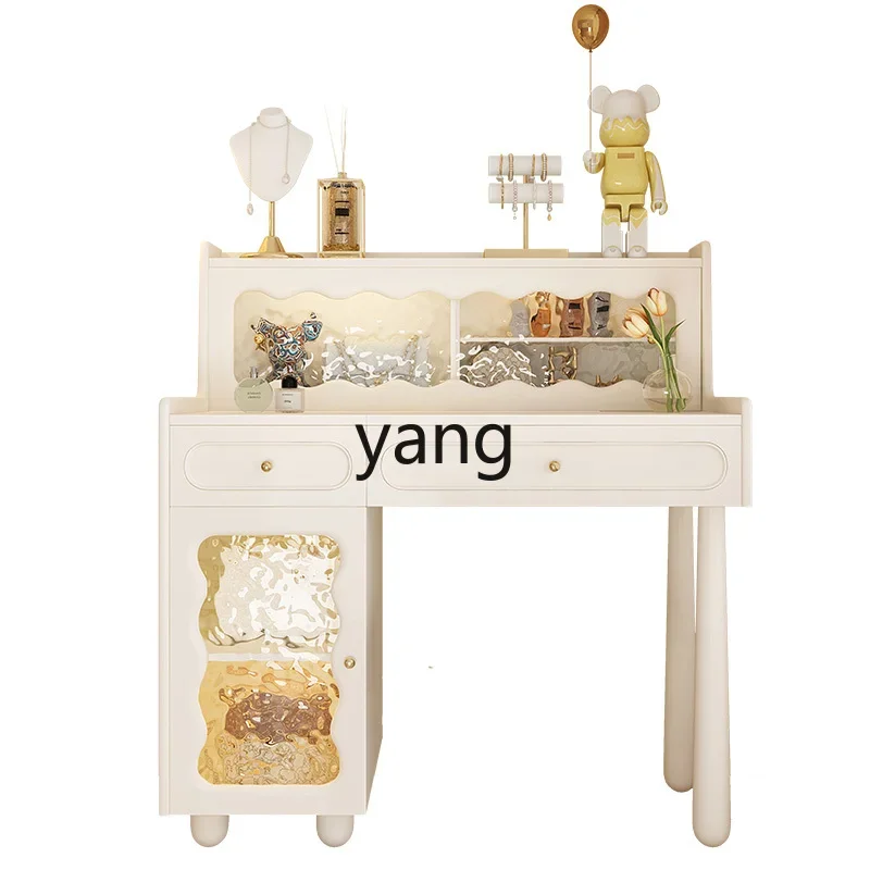 Yjq small apartment dresser bedroom integrated cream wind girl small flip cosmetic cabinet with mirror