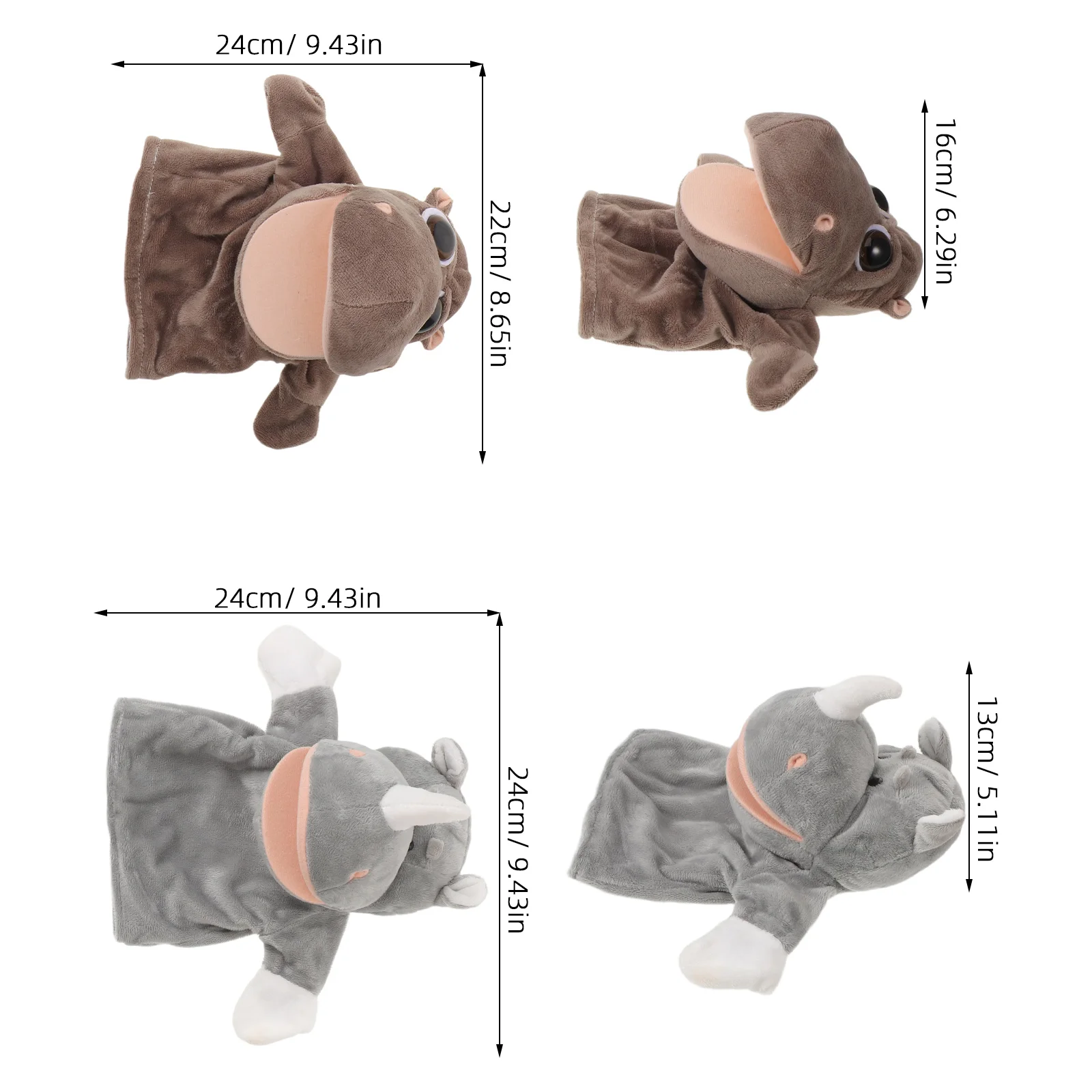 2 個の可動口動物ハンドパペット 幼児向け インタラクティブなストーリーテリング ロールプレイ 創造性ブースター 家族の集まり