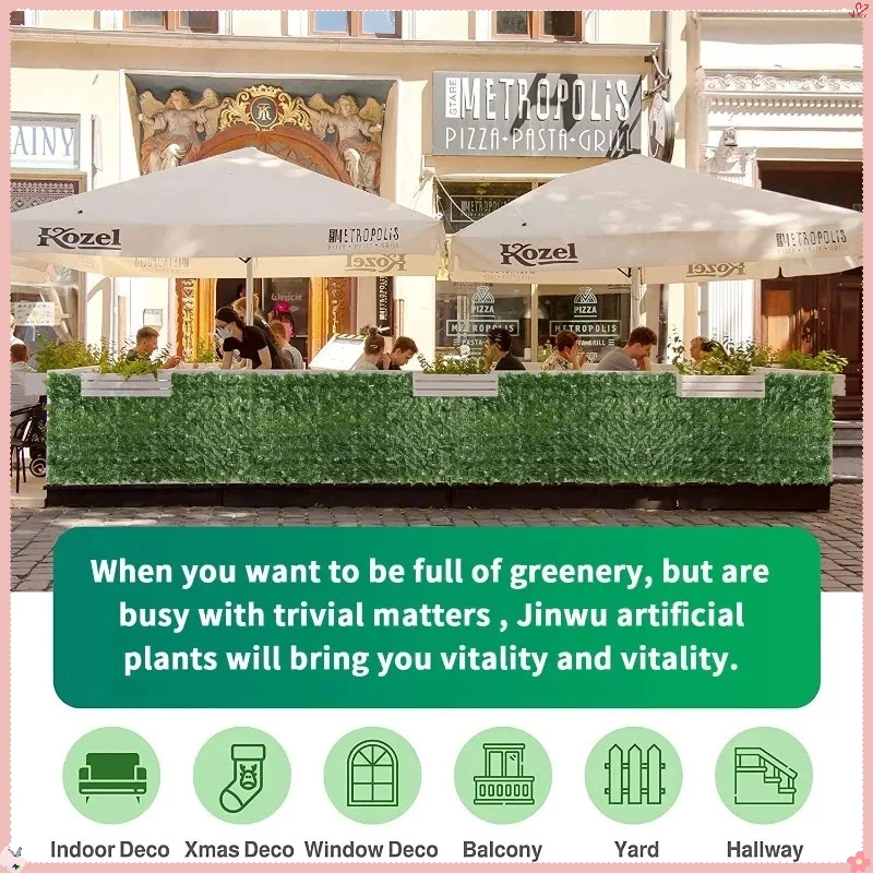 سياج الخصوصية اللبلاب الاصطناعي 39.4 × 354.3 بوصة - تحوط قابل للتوسيع مع روابط بسحاب لديكور الحديقة والزفاف #5