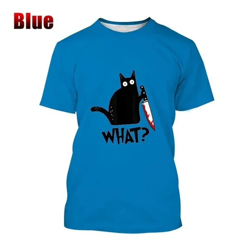 New Fashion Funny Cat What 3D Printing Men's Short-sleeved T Shirts Men And Women Summer Casual O Neck T-shirts Animal Cat Tops