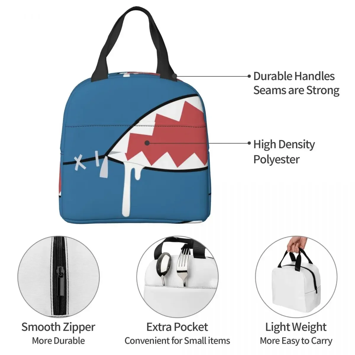 Gawr Gura Shark Mouth Insulated lunch bag Hololive Anime Women Kids Cooler Bag Thermal Portable Lunch Box Ice Pack Tote