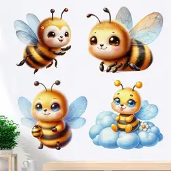 Baby Bee Wall Stickers Bedroom Kids Room Background Decoration Mural Animals Home Decor Self-adhesive Wallpaper S116