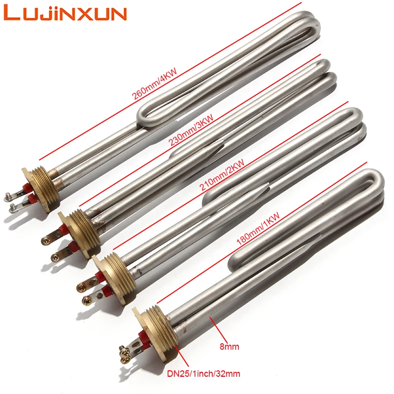 Lijinxun DN25/1 inch Threaded Solar Water Heating Element Tube With Probe Hole 1" BSP Thread 1KW/2KW/3KW/4KW
