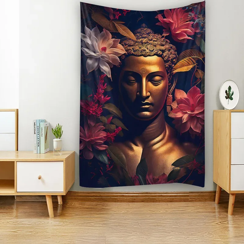 Buddha art tapestry Bohemian mandala home decoration wall hanging cloth outdoor sleeping blanket bed sheets room wall decorat#0@