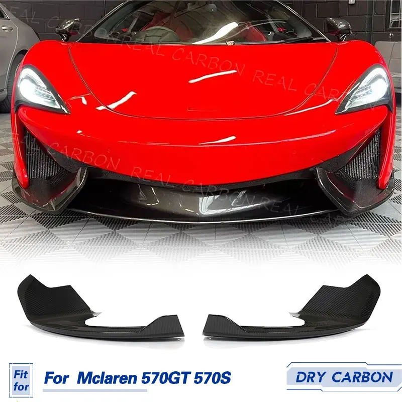 Car Front Bumper Splitters Fins Canards Prepreg Dry Carbon for Mclaren 570GT 570S 2-Door 2015-2020 Front Splitters Body Kits