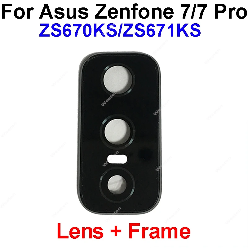 Obiettivo in vetro per fotocamera posteriore per Asus Zenfone 7 7 Pro ZS670KS ZS671KS supporto per telaio dell\'obiettivo della fotocamera posteriore