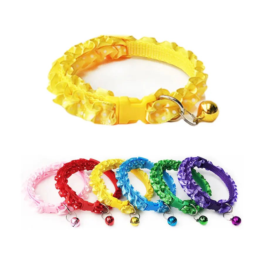 طوق كلب صغير مع جرس ، قلادة القط الدانتيل ، طوق جرو نقطة ، سلسلة لطيف ، لوازم هريرة قابلة للتعديل ، ملحق #2