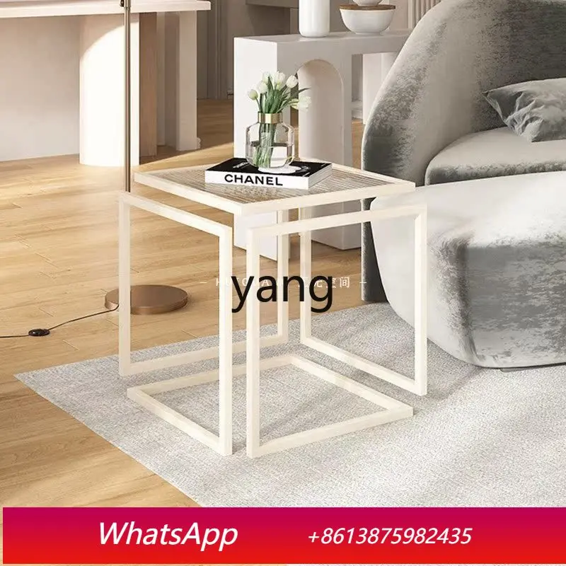 

LMMNordic creative suspended coffee table corner table light luxury glass bedside table balcony