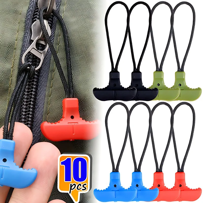 10/1Pcs Zipper Puller End Fit Rope Tag Fixer Zip Cord Tab Replacement Clip for Broken Buckle Travel Bag Suitcase Tent Backpack