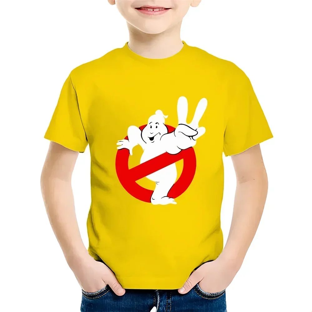 Summer Boys/Girls Cartoon Children 100%Cotton Tshirt Fun Ghostbusters Games Printed Short Sleeve Kids T-shirt Cute Baby Tees