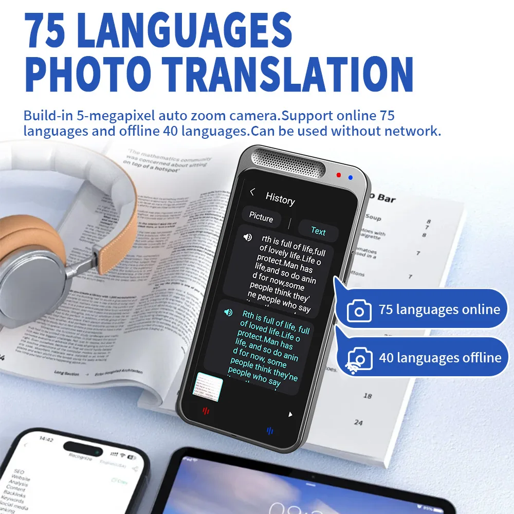 2023 New Z6 Portable Audio Translator 138 Language Smart Translator Offline In Real Time Smart Voice AI Voice Photo Translator