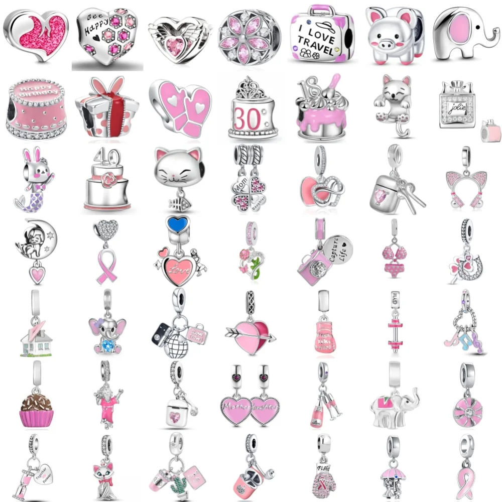 Hot Selling 925 Silver,Pink Cake,Cat Bead Headphones,Camera Pendant,Original Bracelet DIY Accessories,Exquisite Jewelry ﻿