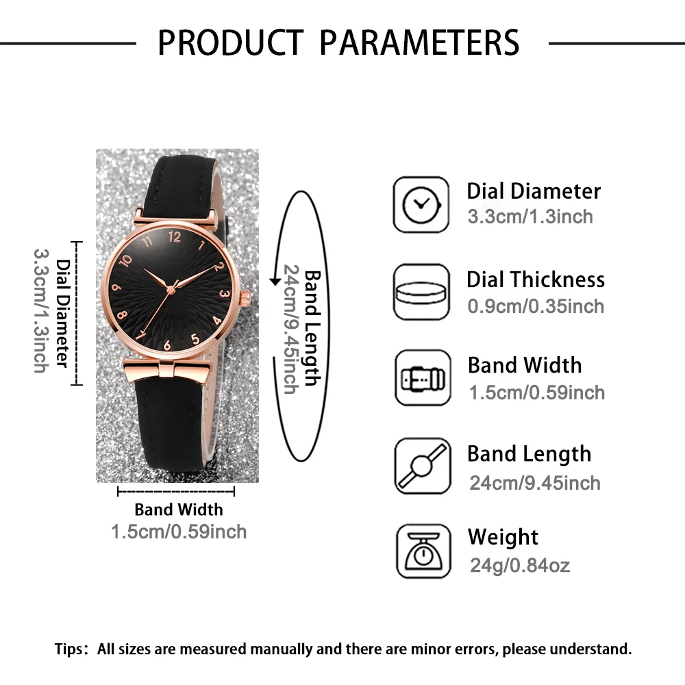 Trendy 4-Piece Quartz Watch & Accessory Bundle | Perfect Versatile Gift for Daily Wear