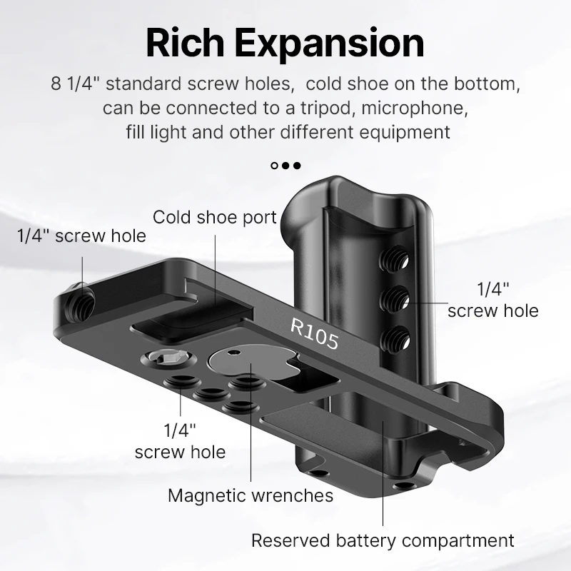 Ulanzi R105 Camera Expansion L Plate with 1/4\'\' Screw Holes Cold Shoe Mic Video Light Vlog for Sony ZV-1F/ZV-1 II Bracket DSLR