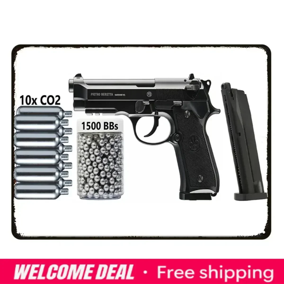 2026 New HD Metal Decorative Plaque, The Pistol Pattern Is Painted In Metal, Beretta M9 Airsoft Pistol The Pattern Is Decorat