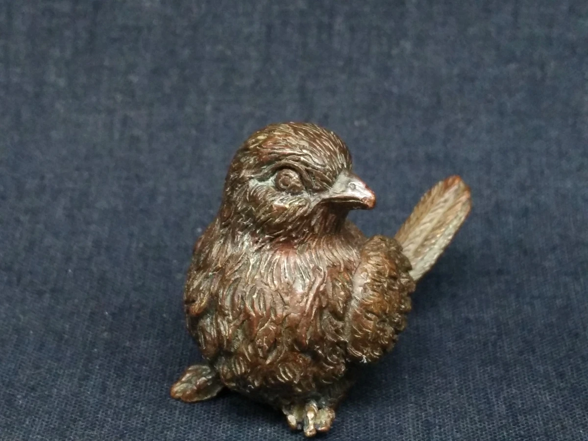 Collection Old China Bronze Carving Lovely Bird Statue Pendant or Paperweight Family Decoration Gift