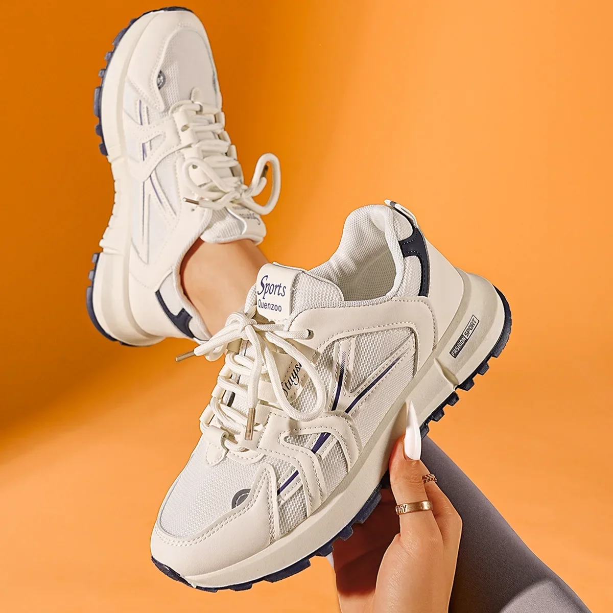 2025 Neue bequeme und stilvolle Damenschuhe: Elegante, einfarbige, sportliche Freizeitschuhe mit runder Spitze für Frühling und Herbst – Detail 6