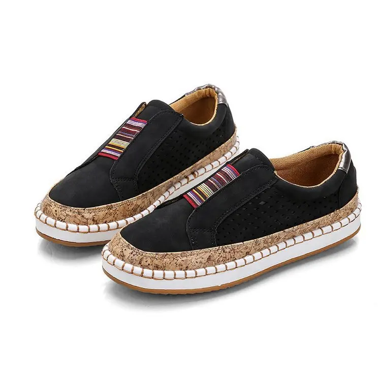 

2025 summer Retro plus size single shoes for women with flat soles comfortable fit elastic and flat heel plus size women's shoes