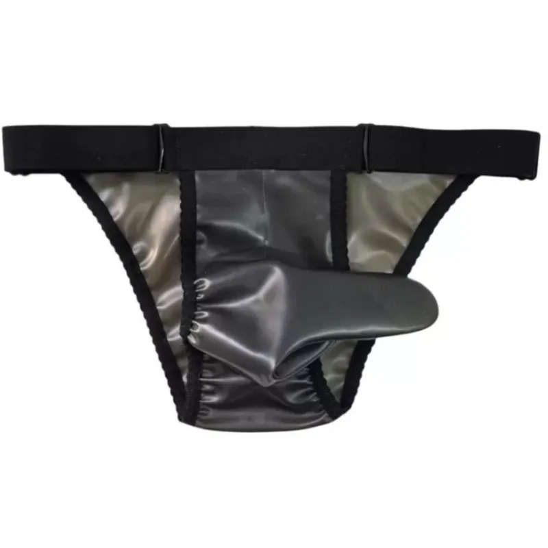 Sexy Latex Men Underpant Seamless With Sheath Adjustable Soft Comfortable Panties Sissy Erotic Private Party Costumes