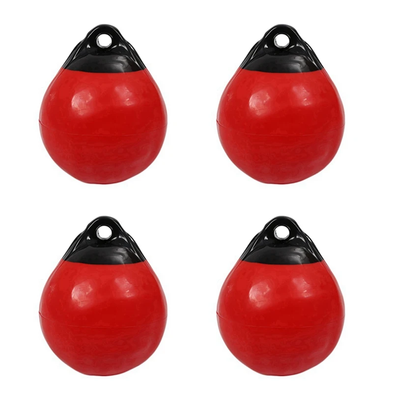 4X Heavy Duty PVC Boat Fender Ball Round Anchor Buoy Dock Bumper Ball Inflatable Protection Marine Mooring Buoy Red