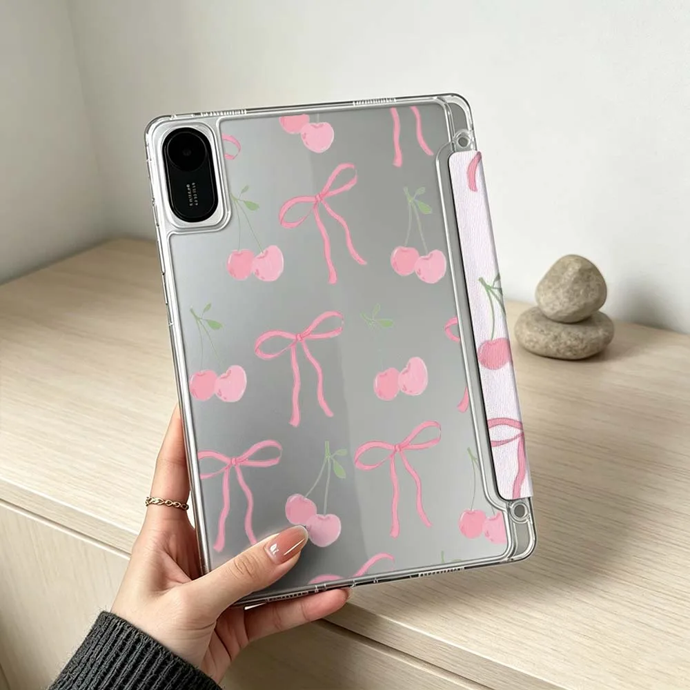 Artistic Pink Bow Cherry Soft For Xiaomi Mi Pad 8 7 6 5 Pro Redmi Pad SE 2 Poco Pad Foldable 3Y Tablet Case view 4
