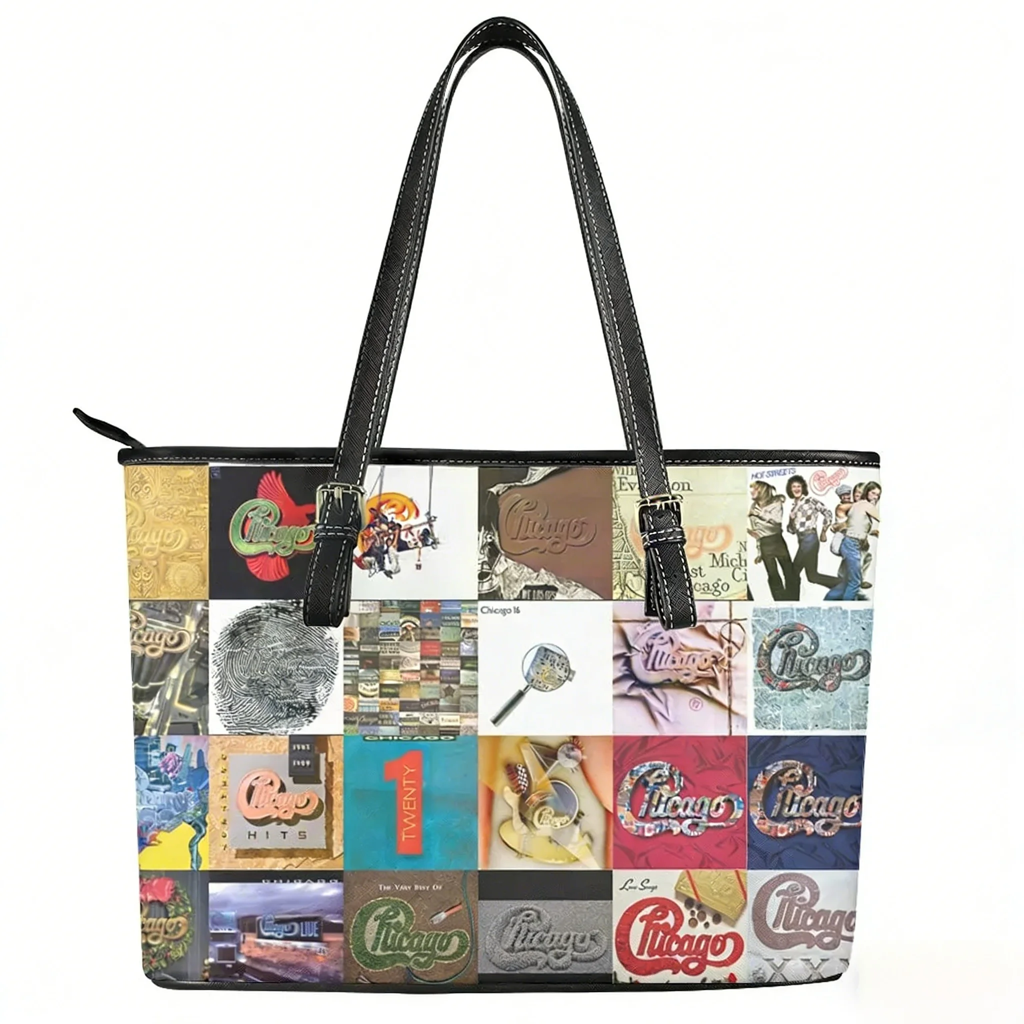 

Chicago Band Custom Handbag Womens Mens Vintage Rock Personalized Tote Bag Shoulder Bag Business Leather Purse Travel Bag Gift