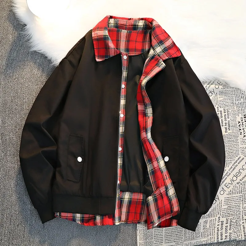 سترة رجالية كاجوال بنقشة مربعات، معطف بأكمام طويلة للربيع، ملابس خارجية أنيقة ضيقة، قمة الموضة بأسلوب حضري، مصنوعة من نسيج ال... #3