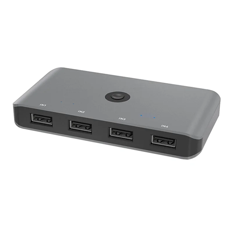 ADEGBO-مقسم مفتاح Kvm محسّن لطابعة لوحة مفاتيح الكمبيوتر والماوس 4 في 4 خارج المحور