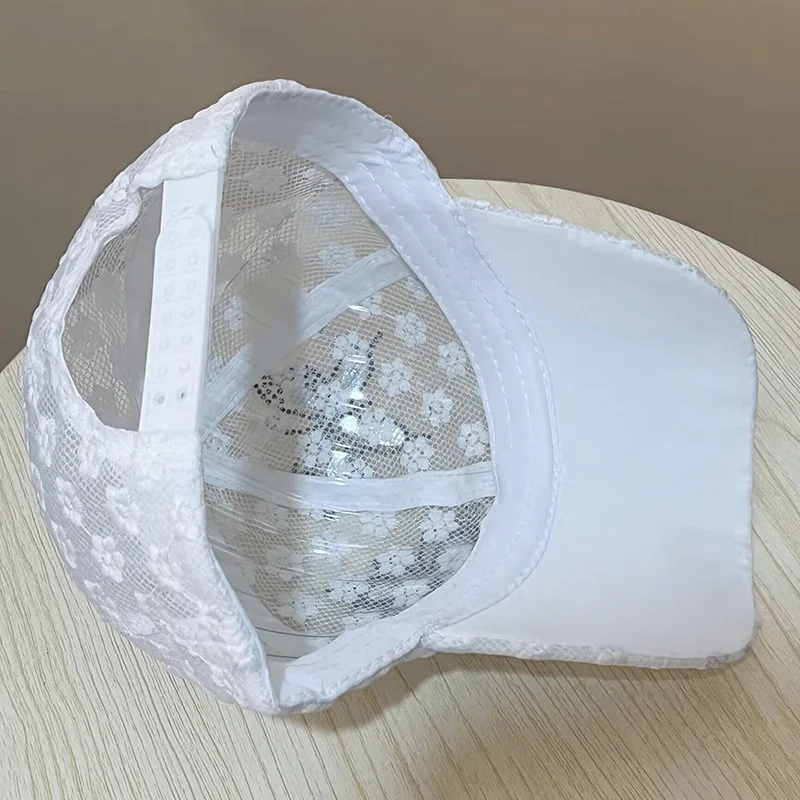 Lace Small Flowers Baseball Cap Butterfly Rhinestone Duck Tongue Cap High-grade Breathable Net Cap Sunshade Breathable Sun Hat
