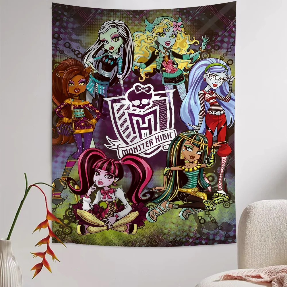 مخطط دمية كرتوني نسيج لغرفة المعيشة ، أزياء فتاة M-Monster H-High ، ديكور النوم ، ديكور المنزل الفني #3