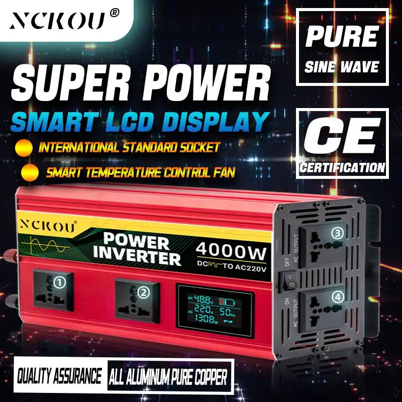 transformador de seno puro 3000w4000w inversor solar conversor usb 50hz 60hz 12v 24v 48v 60v para 110v ac 220v 230v onda pura 01