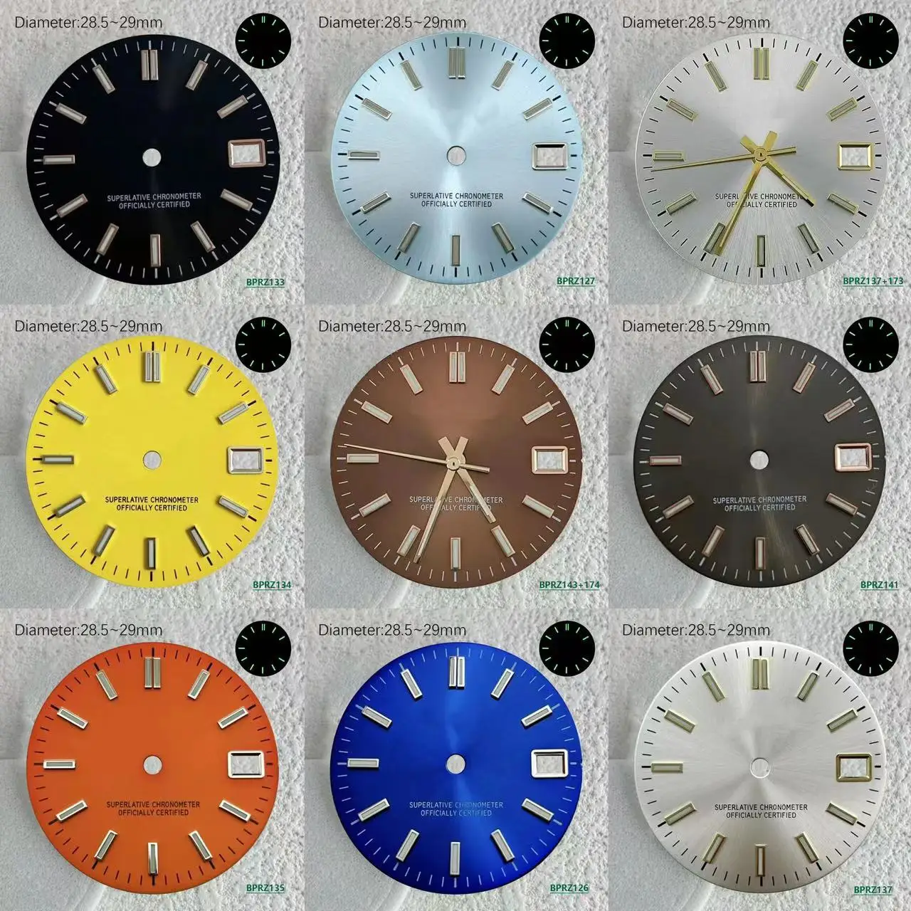 

28.5mm S Logo green date Dial Suitable For NH35 6 Japanese NH36 Automatic Movement Green Luminous 29mm s dial Watch Accessories